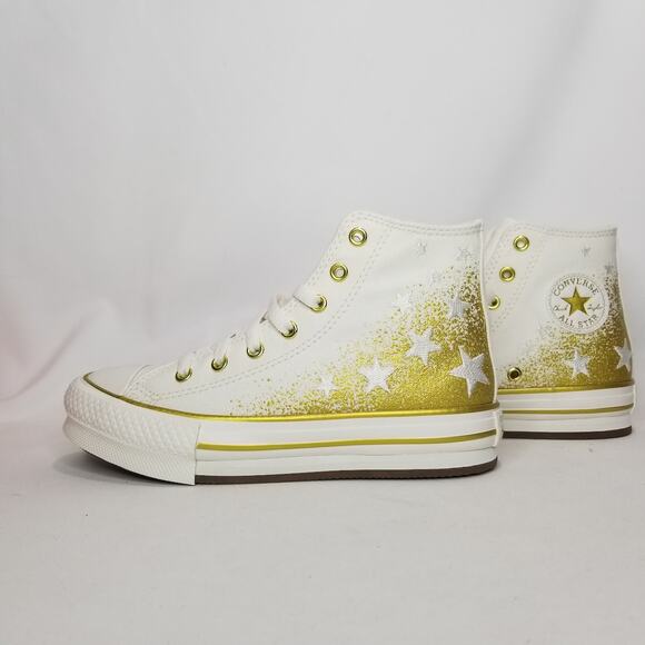 Converse Women's CTAS Eva Lift Hi Tops Size 6.5 White/Gold NWT - Picture 2 of 10